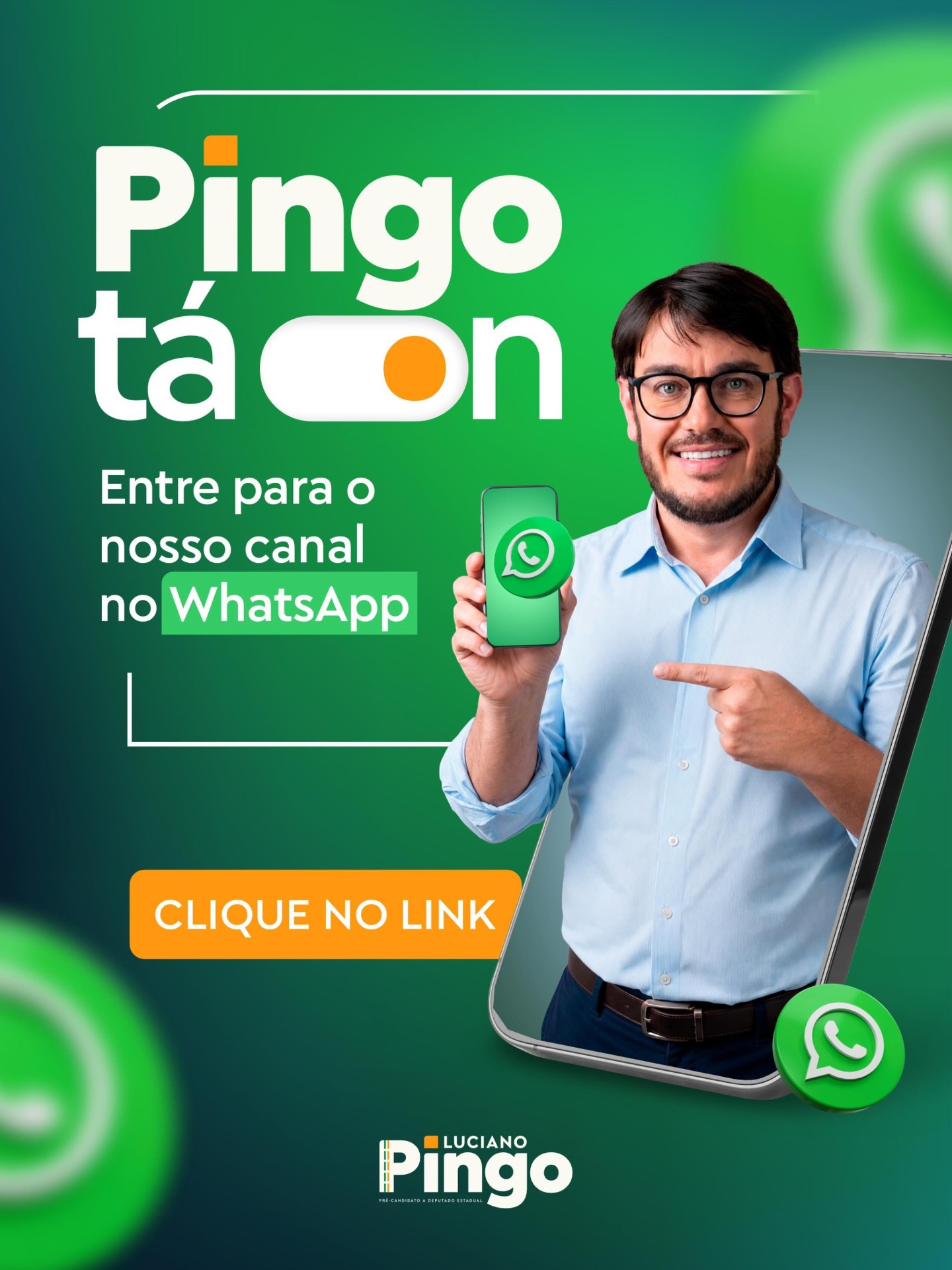 Pingo tá on — entre para o nosso canal no WhatsApp